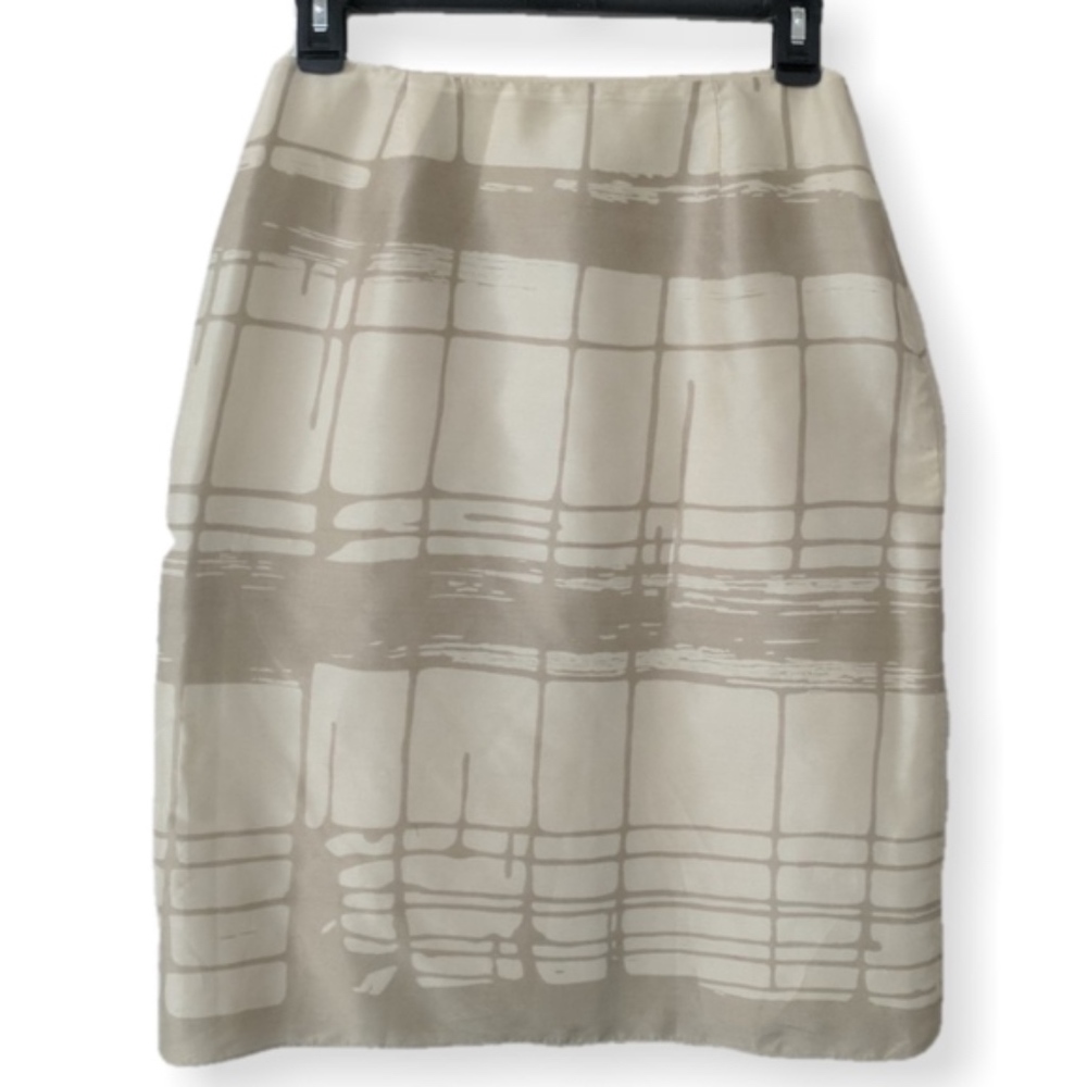 100% Silk yellow-beige silk work skirt, lined
